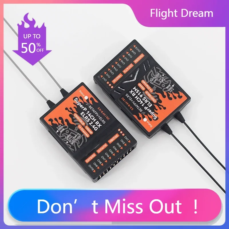 

NYBETAFPV SuperP 14CH PWM Diversity Receiver ELRS 2.4Ghz/915MHz with Dual Antenna Dual Reception For RC FPV aircraft Boats Drone