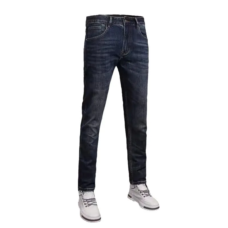 Newly Designer Fashion Men Jeans Retro Black Blue Elastic Slim Fit Vintage Jeans Men Leisure Trousers Casual Denim Pants Hombre