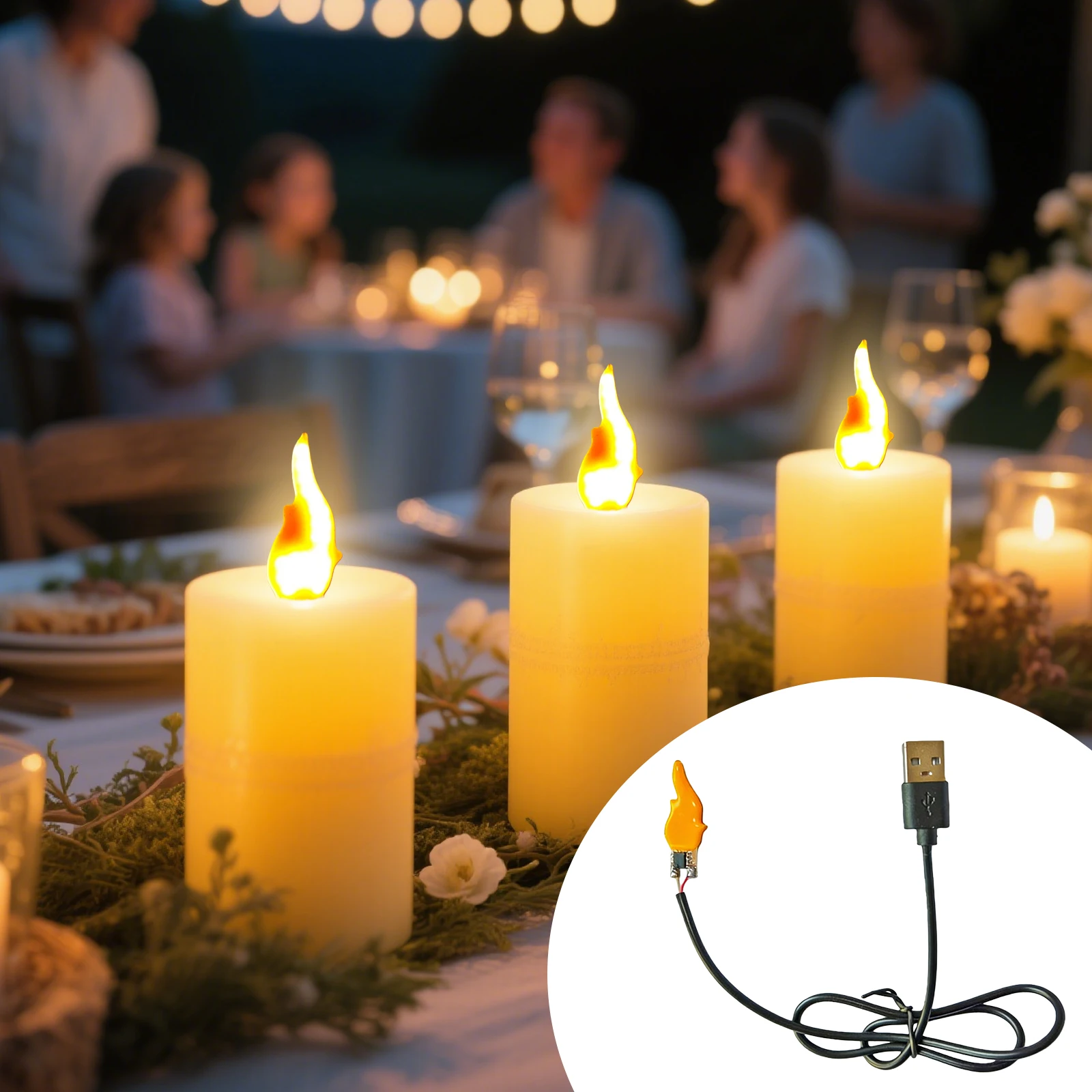 Flame Shaped Bulb USB 5V Candelabra Night Light Bulbs Plug and Play Design for Indoor Outdoor Party Patio Home Decor