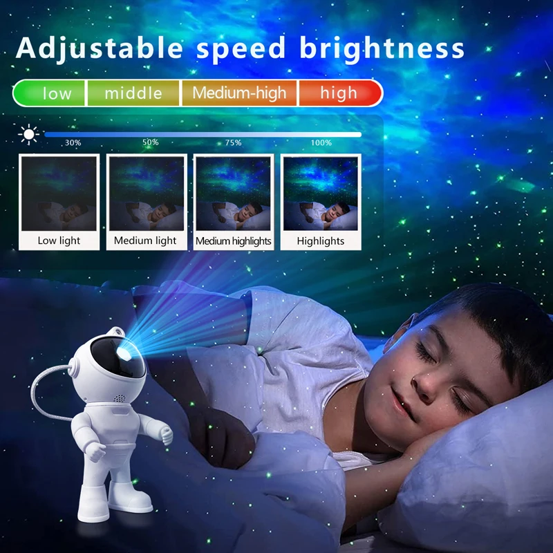 Little White Astronaut Space Starry Sky Projector Small Night Light Bedroom Starry Sky Atmospheric Light Portable Light