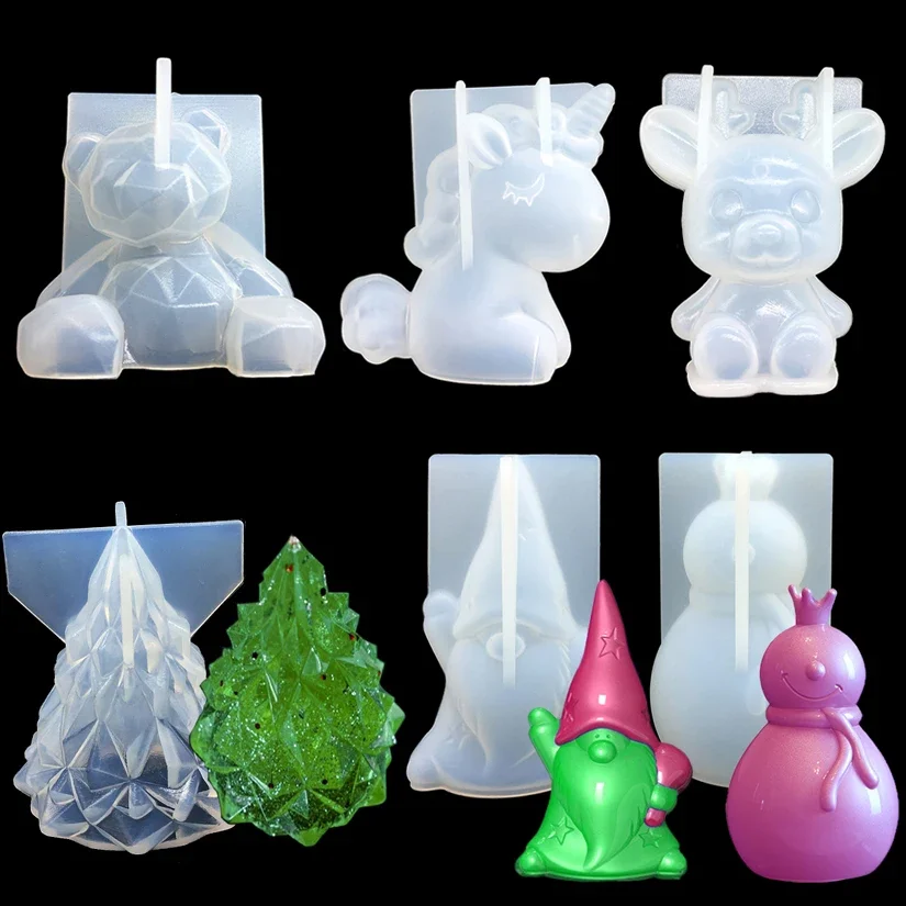 

3D Bear Tree Deer Silicone Resin Candle Fondant Cake Decorating Tools silicone Molde silicona