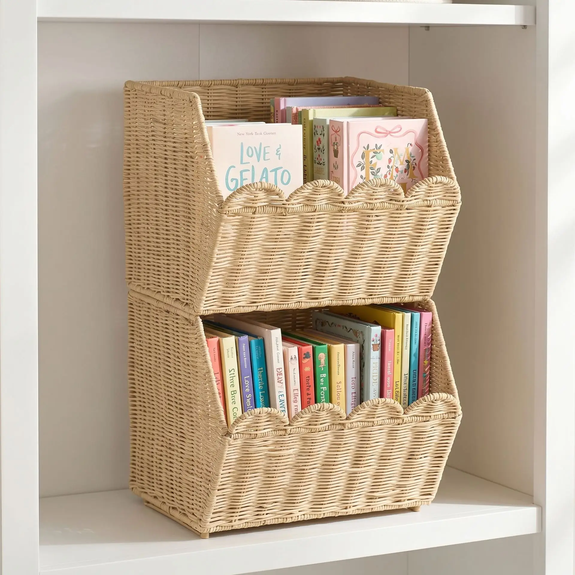 

Handmade rattan desktop storage box, large capacity can be stacked, portable storage basket, snack sundries, multi-functional st