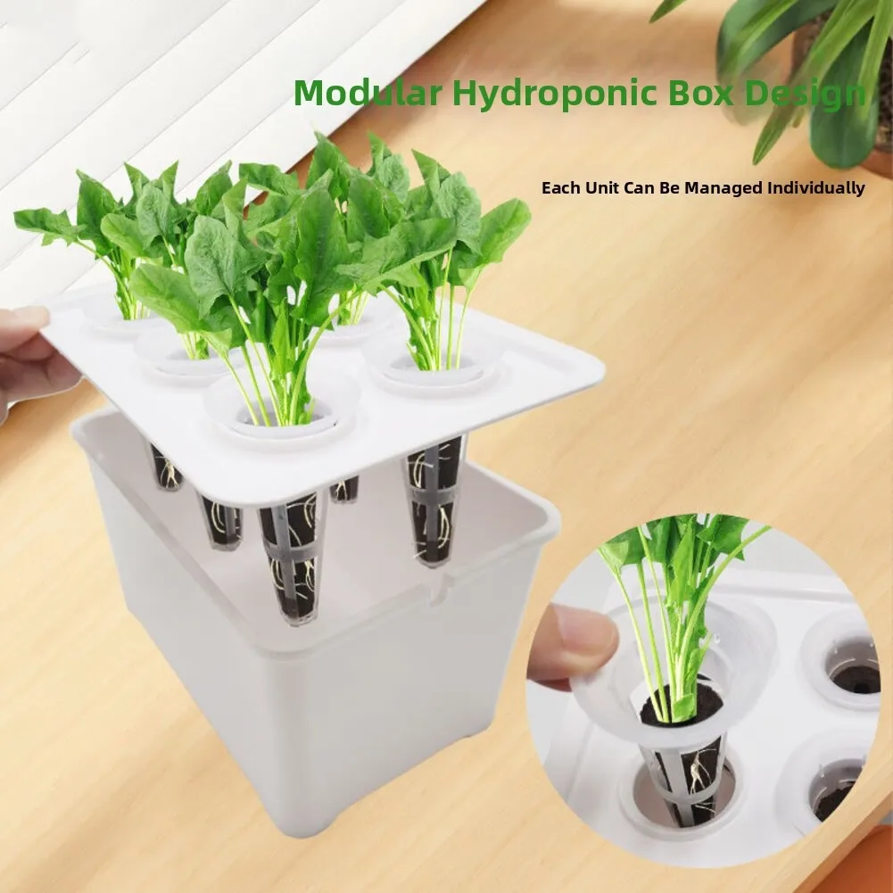 Hydroponics Growing Box 6 Holes Indoor Cultivation System for Household Plants with Sunlight Simulation Feature