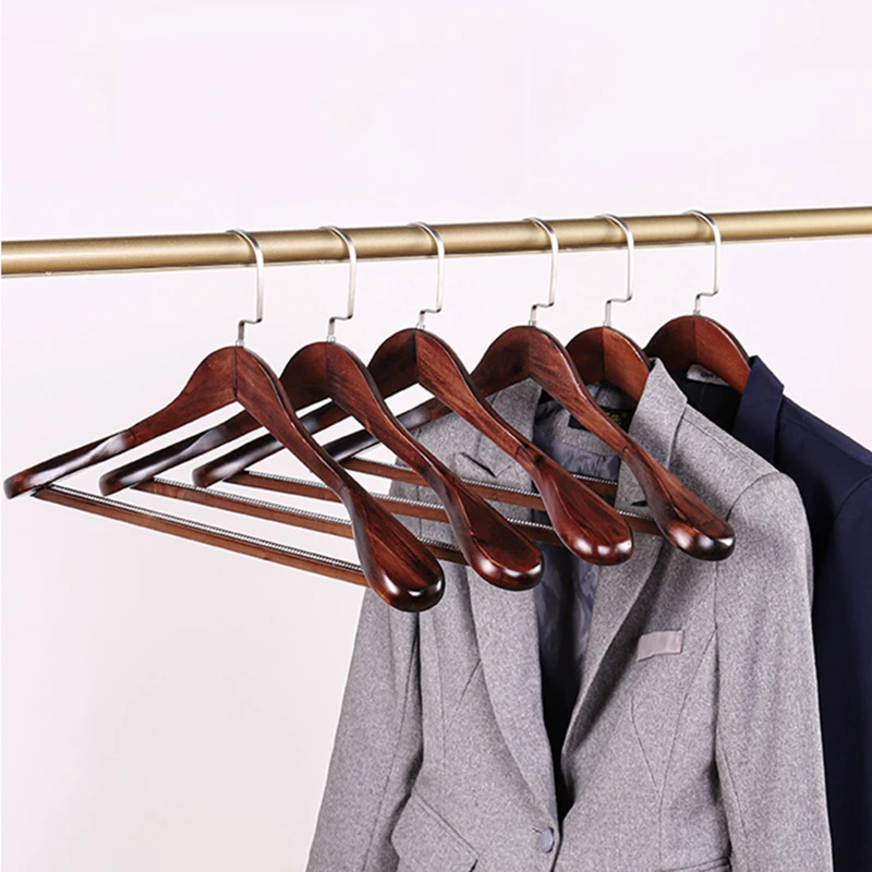 10-30pcs Retro Non-slip Wooden Hanger Aldult Clothes Hanger Suit Wardrobe Organizer Coat Drying Rack ,High Quality Solid Wood