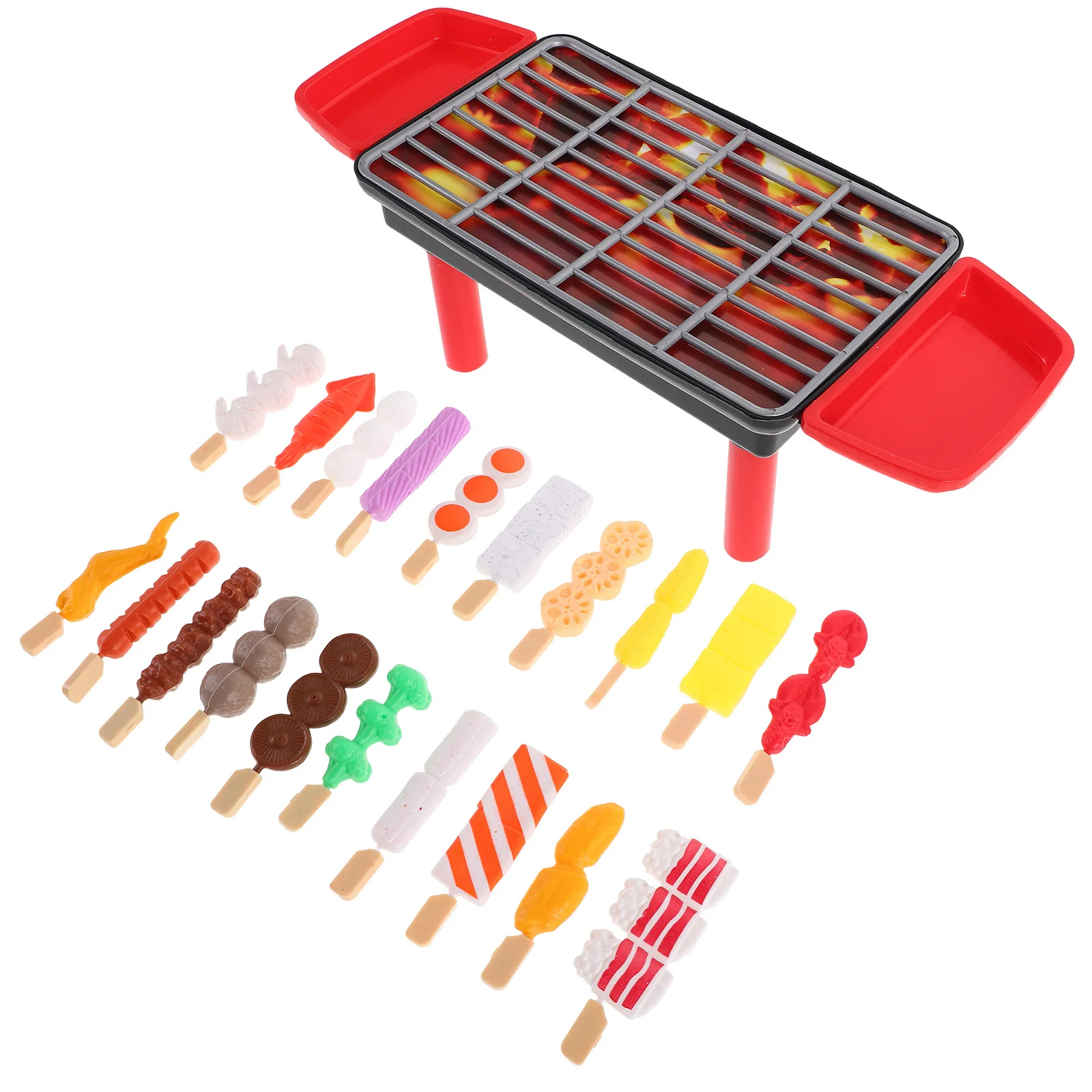 Conjunto de grelha para churrasco infantil, 20 peças, comida realista, jogo de cozinha ao ar livre, acessórios de cozinha, luz de fumaça, som