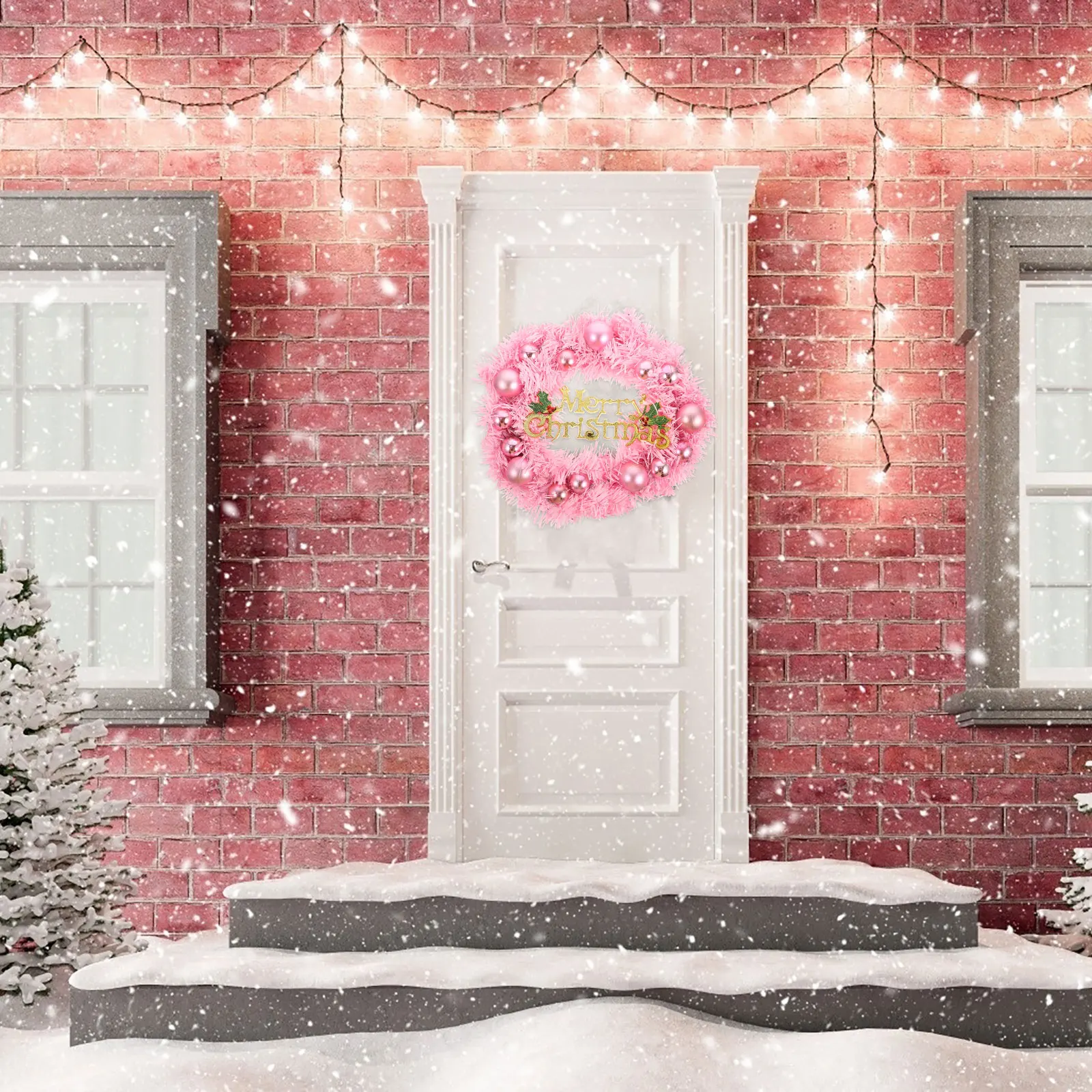 

Christmas Wreath PVC Iron Lights Decorative Hanging Festive Home Merry Christmas Sign Winter Holiday Door naments