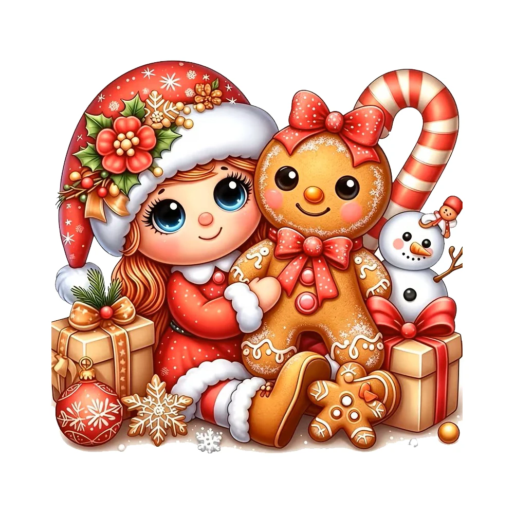 OZ3845#Girls Holding Gingerbread Figurines Bedroom Entryway Living Room Porch Home Decoration Wall Stickers
