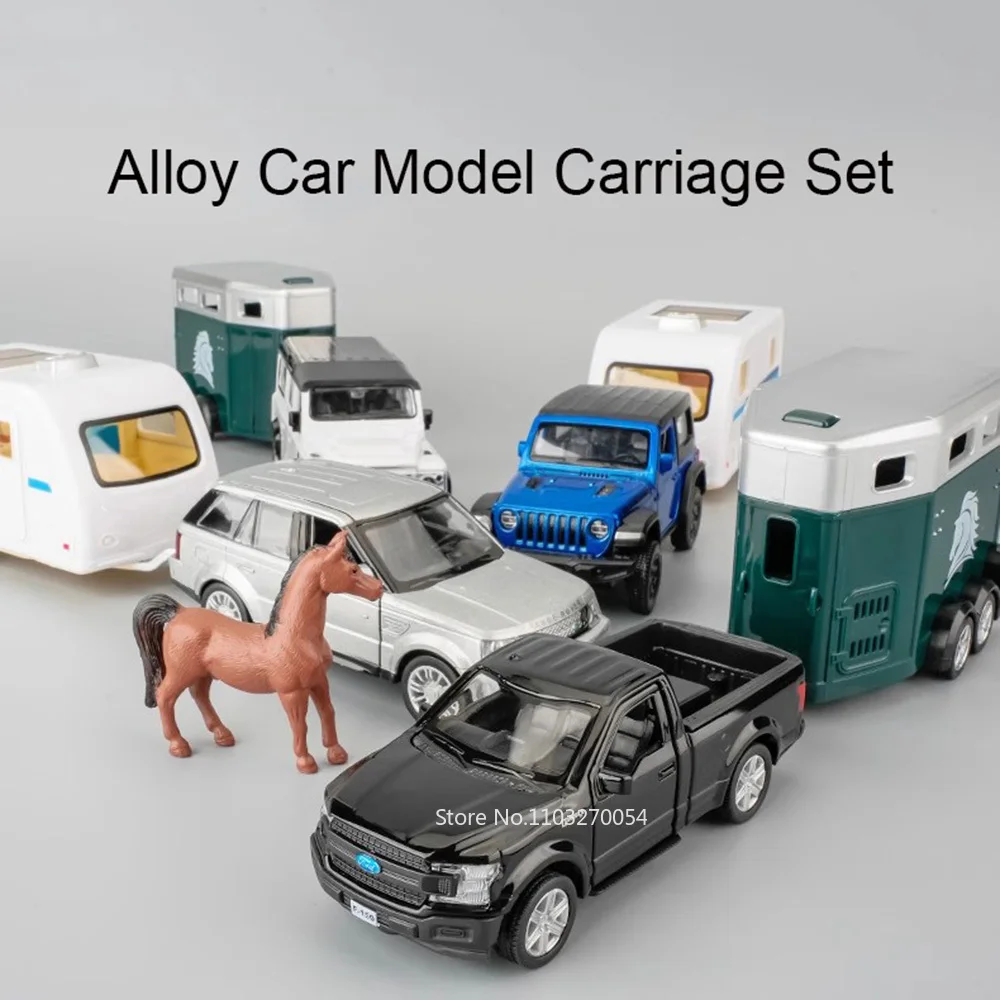 1/36 Car Toys Model  Land Rover Defender Range Rover F150 Alloy Diecast Mounted RV Doors Opened Rubber Tires Vehicles Kids Gifts