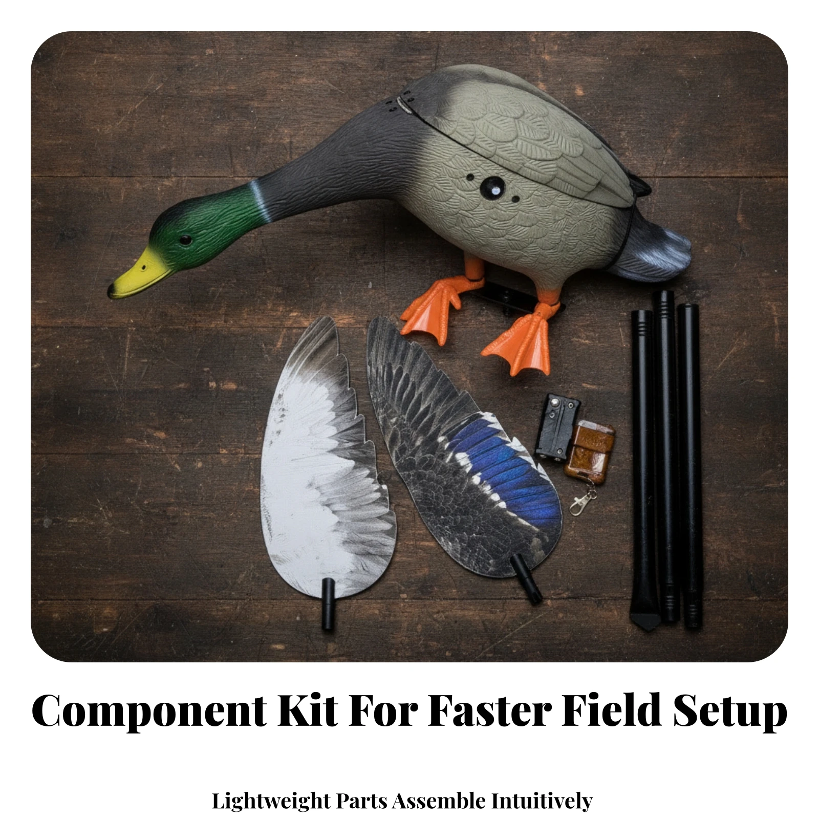 Duck Decoy with Wireless Control Realistic Rotating Wing Decoy Crack-Resistant Compact for Waterfowlers, Hunting, Field Displays view 5