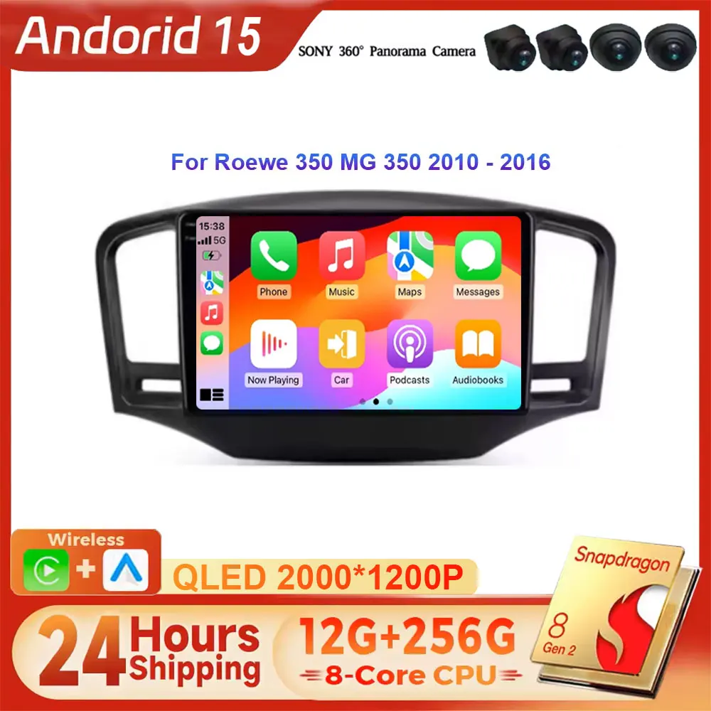 

Android 15 для Roewe MG 350 2010-2016 1280*720P автомобильное мультимедийное радио GPS CarPlay 360 ° Голосовое управление панорамным обзором, головка Wi-Fi 4G