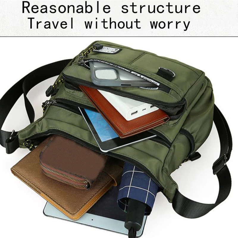 Men Business Crossbody Bag Multi Layer Pockets Shoulder Messenger Bag Adjustable Shoulder Strap Professional Style Sling Bag For 3