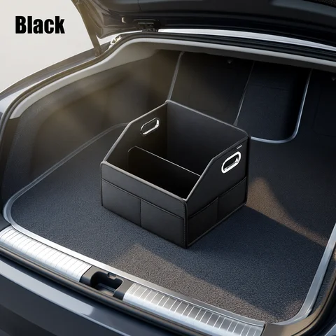 ZukMi Premium Leather Foldable Car Trunk Organizer - Waterproof Universal Storage Box for SUVs, Sedans & Trucks (22.5L Capacity)