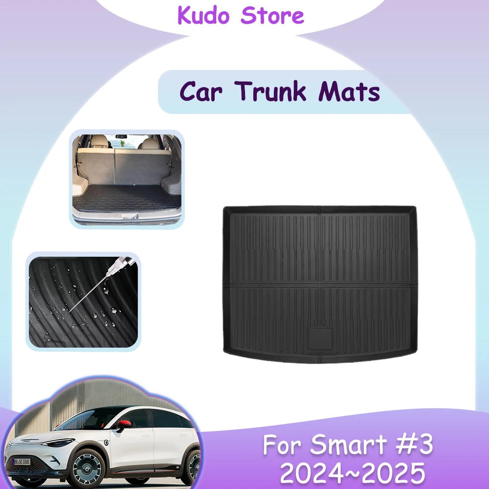 

1PC Full Coverage Custom Car Trunk Mats For Smart #3 2024~2025 2023 Storage Carpets Waterproof Pads Luggage Cushion Accessories.