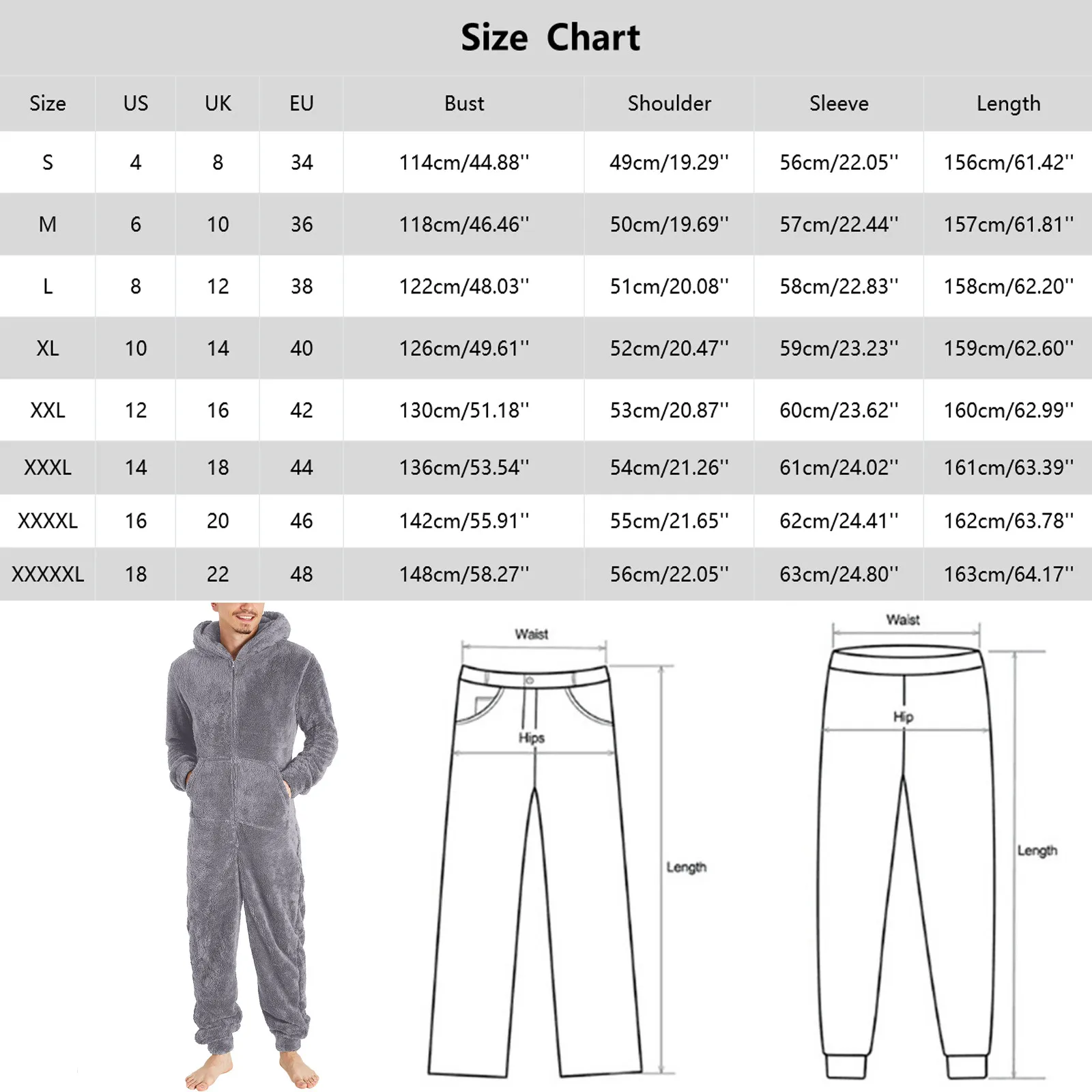 Men Fleece Artificial Jumpsuit Wool Pajama Casual Night-Robe Solid Color Nightgow Zipper Loose Hooded Winter Warm Peignoir Homme