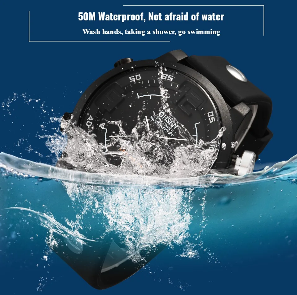 Outdoor Sport Watch for Men Waterproof Black Military Digital Wristwatches Relogio Masculino Tactical Dual Time Quartz Clocks