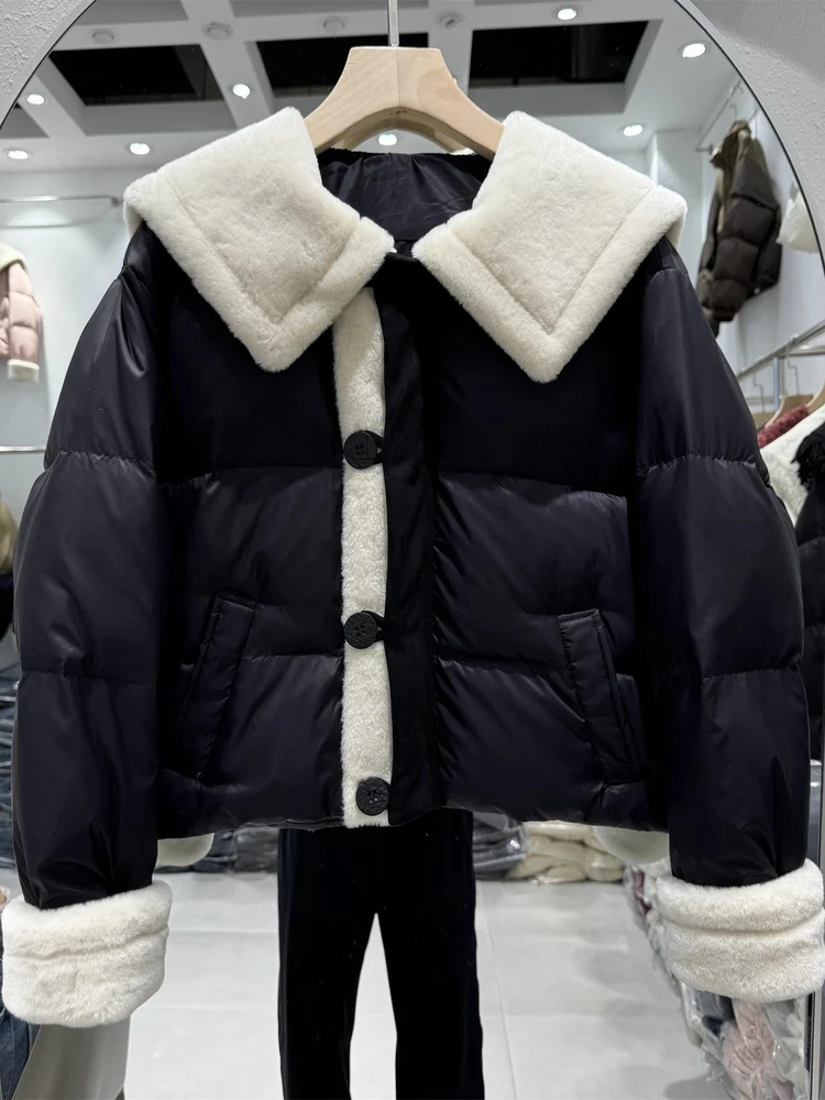 

2025 Winter New Down Jacket Women's Short Style Doll Big Collar Korean Edition Loose Fashion Thick White Duck Down Coat