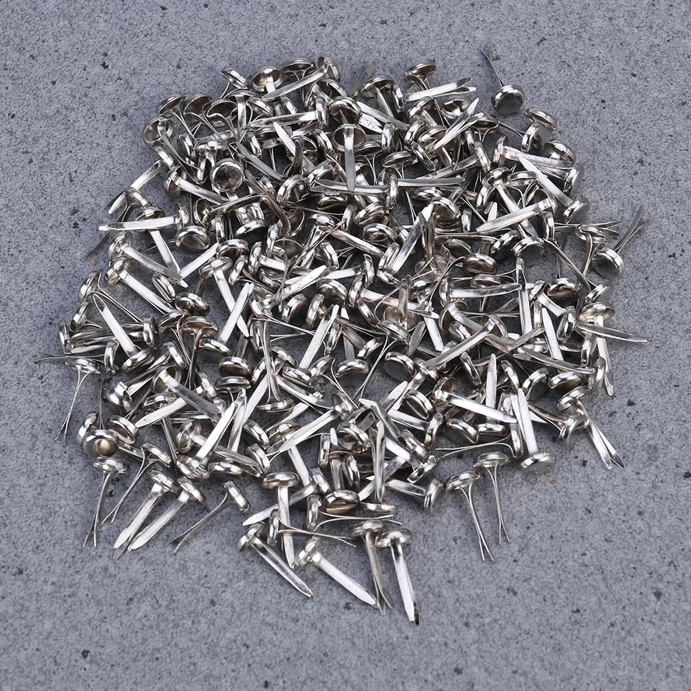 500pcs Metal Paper Fasteners Electroplated Two Leg Nails Office Supplies Waterproof Anti Rust Storage Box ganized Craft