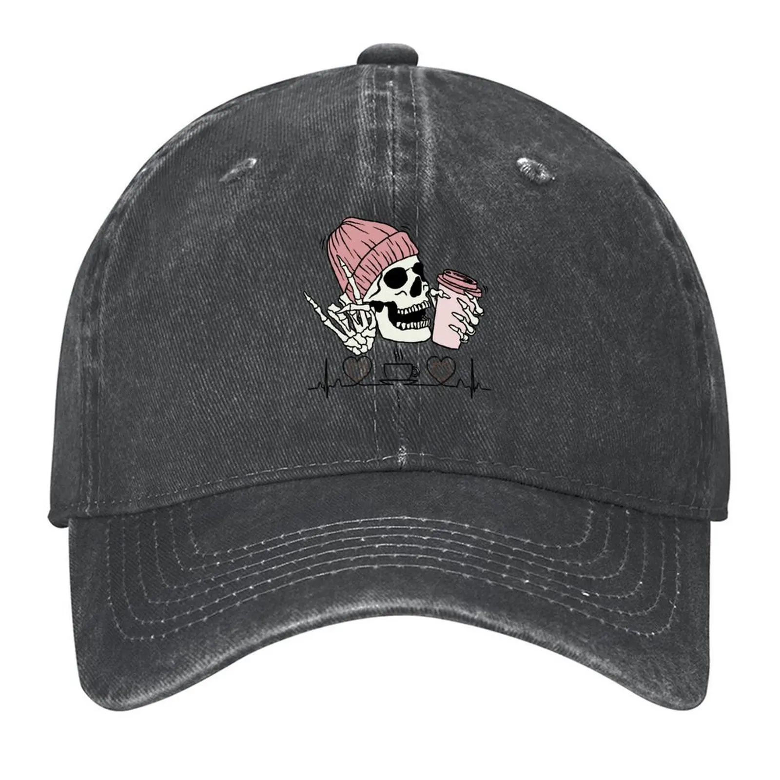 

Skeleton Drinking Coffee Inspired Design Baseball Cap Fashion Beach Fishing cap designer cap Christmas Hat Golf Wear Men Women's