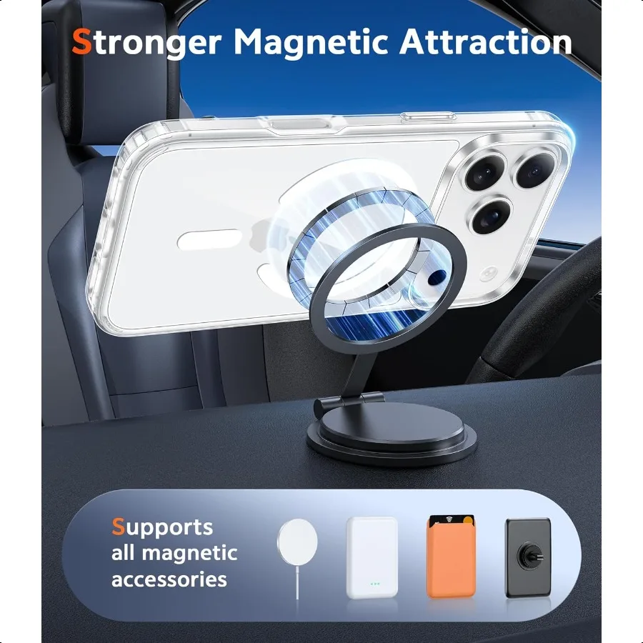 FNTCASE untuk iPhone 17 ProMax Case: Casing Ponsel Transparan Magnetik dengan Pelindung Layar Tipis Perlindungan Jatuh Tingkat Militer R