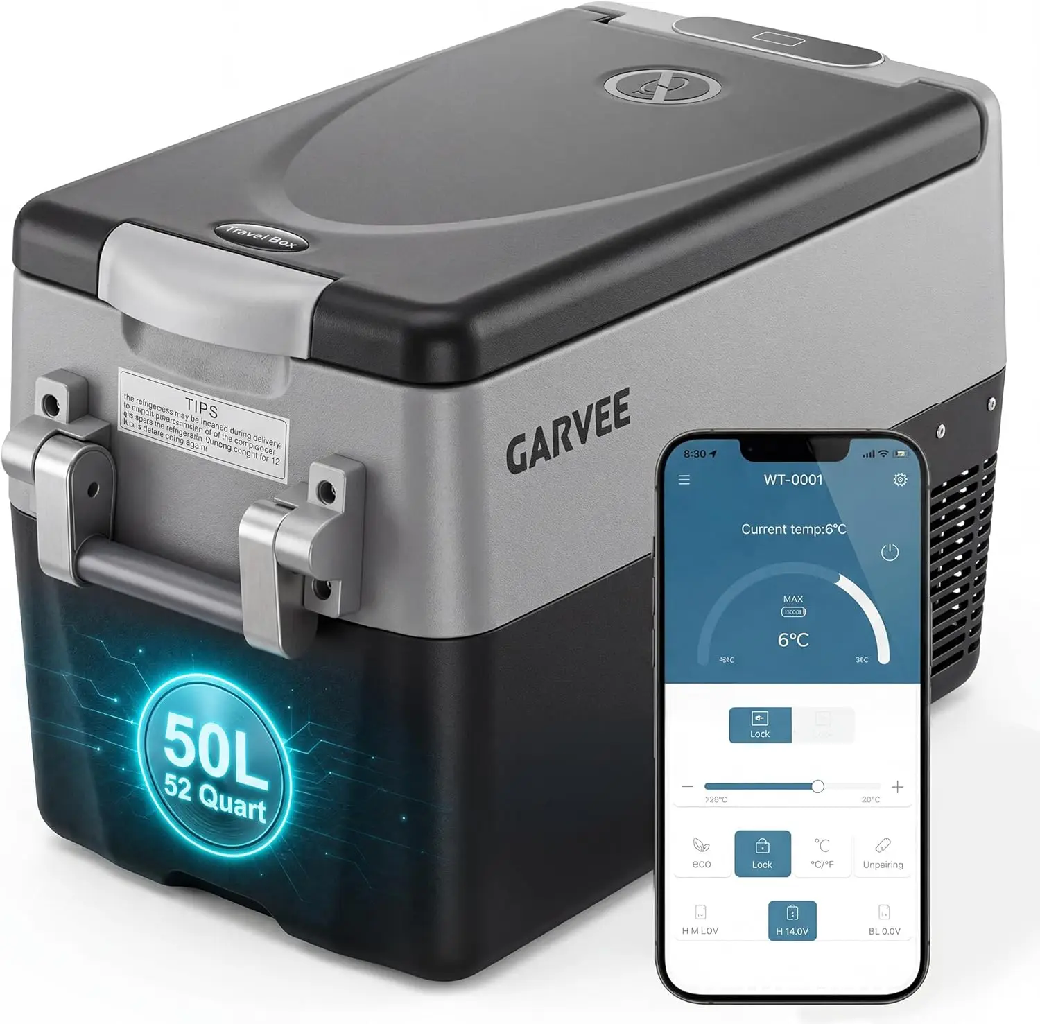 30L/40L /50L Portable Car Refrigerator, Dual Zone 12V Fridge Freezer with App Control, 12/24V DC & 110-240V AC Portable Cooler for Camping, Fishing, Travel & Home Use