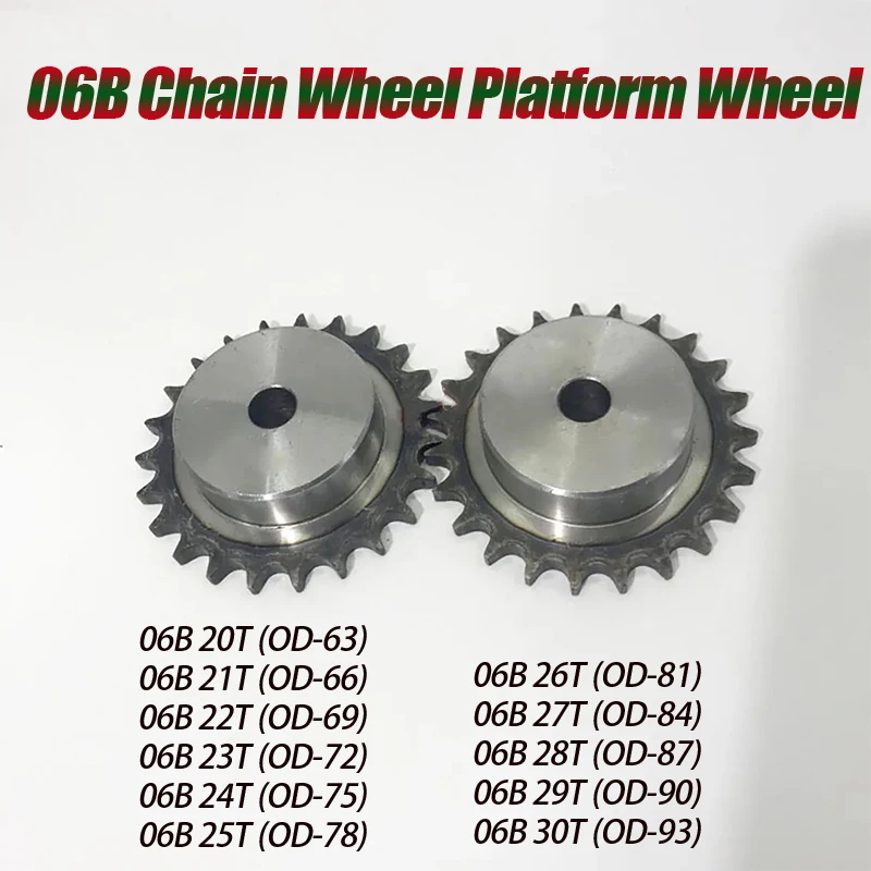 1Pc 06B Roller Chain Sprocket 20/21/22/23/24/25/26/27/28/29/30 Teeth A3 Steel Industrial Sprocket Wheel 3point Sprocket