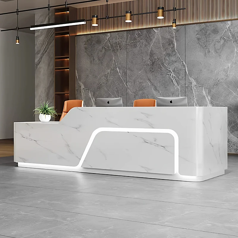 Company Modern Reception Desks Aesthetic Simple Minimalist Design Reception Desks Unique Luxury Mostrador Commercial Furniture