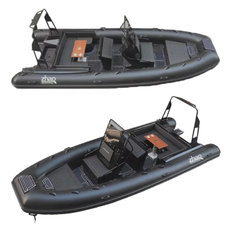 High Speed Luxury 6.4m Aluminum Rib Inflatable Boat Latest Design With Fiberglass Floor For Fishing Hypalon And PVC Material