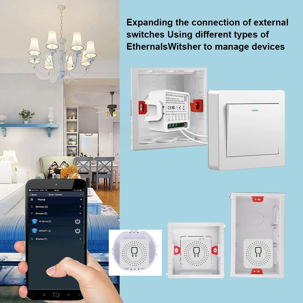 Tuya Zigbee 3.0 Smart Switch 1/2/3/ 4-Way Mini Smart Light Breaker Compatible with Smart Life Alexa Google Home voice control view 3
