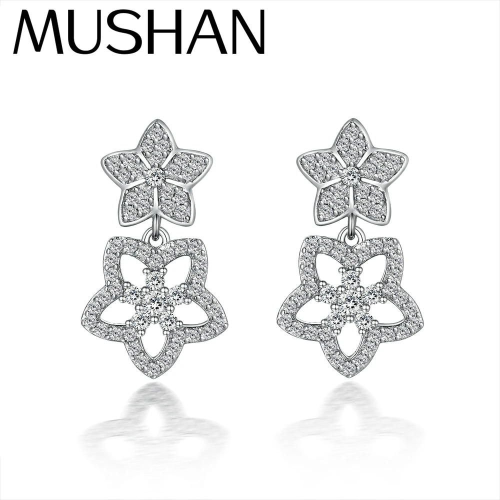 

MuShan Jewelry 925 Sterling Silver Stud Earrings Dangle HCD Gemstones Premium Jewelry Bridal Jewelry Women Earring Fine Jewelry
