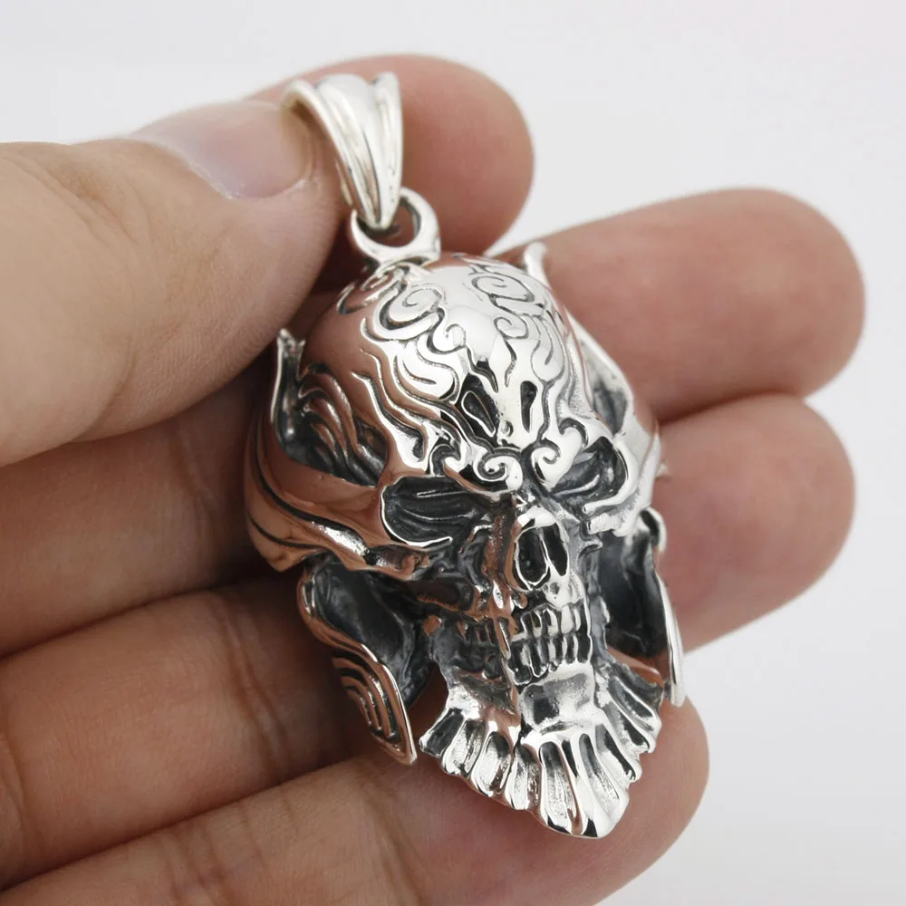 

Big king Vampire Demon Skull 925 Sterling Silver Pendant 8Q001