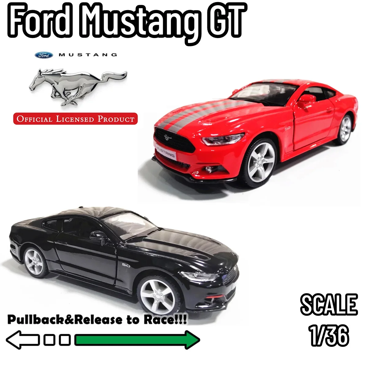 1:36 Scale Replica 2015 Ford Mustang GT Retro Muscle Car Model Home Office Interior Decor Ornament Kid Boy Xmas Gift Toy