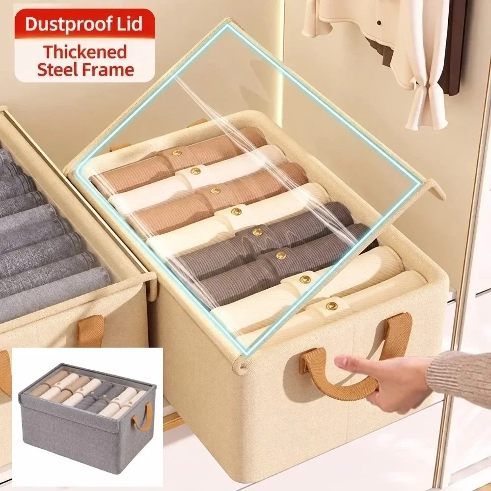 Versatile Foldable Clothes Storage Box Stackable Washable Storage Bin with Handle with Cover Clothes Organizer Home Use 4