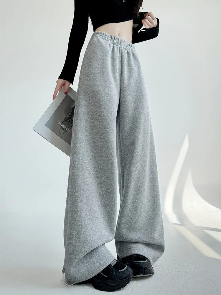 Pantalon à jambes larges bleu pour femmes, séchage rapide, épissé, coupe régulière, Style occidental Kawaii, cordon de serrage Modal, ceintures fluides délavées, Ins, été