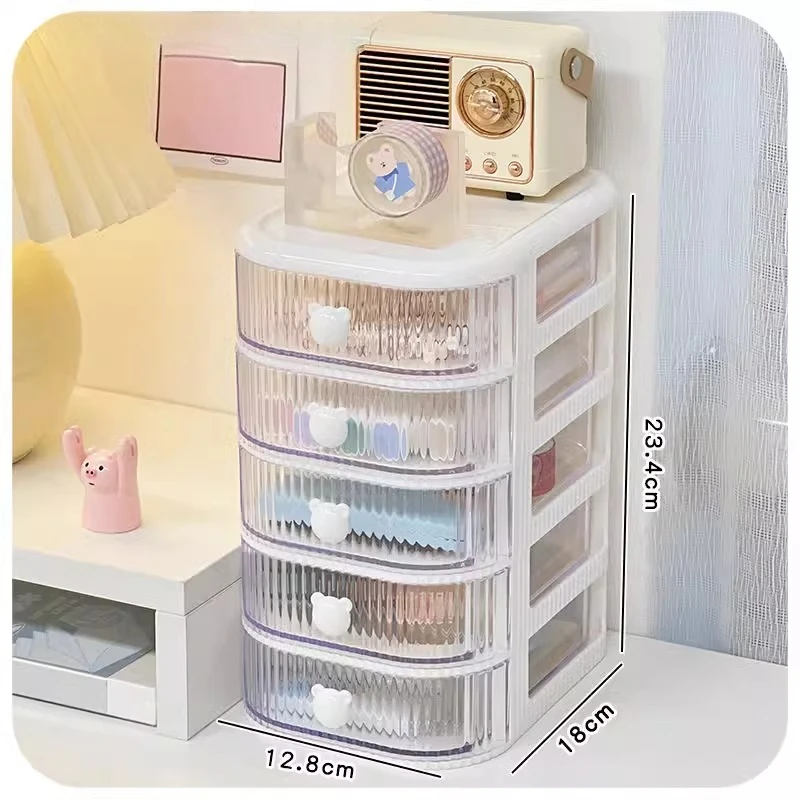 Desktop Multi-layer Drawer Storage Box Organizer Desktop Stationery Box Pen Holder Cute Children's Hair Accessories Storage Rack