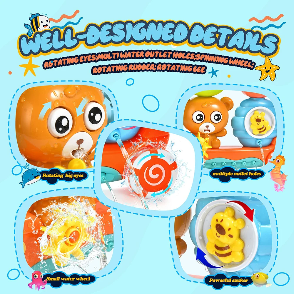 Baby Bath Toy Wall Sunction Cup Track Water Games Children Bathroom Monkey Caterpilla Bath Shower Toy for Boys Girls Kids Gifts