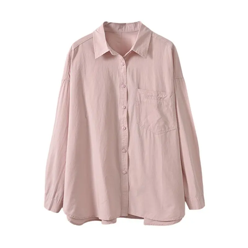 화이트 베이직 오버사이즈 버튼업 셔츠 여성 여름 코튼 오피스룩 루즈 블라우스 여성 옐로우 셔츠 긴팔