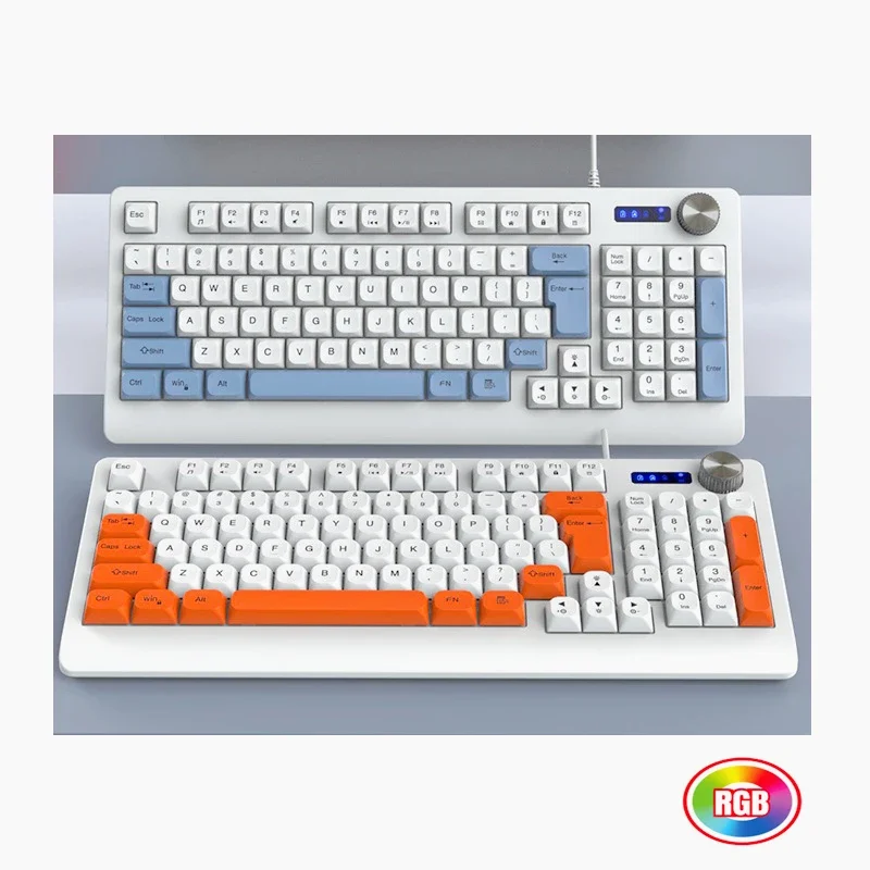 

RGB gaming keyboard ergonomic gaming keyboards compact backlit key board for Windows, pc Laptop Gaming (93 keys White-Orange)