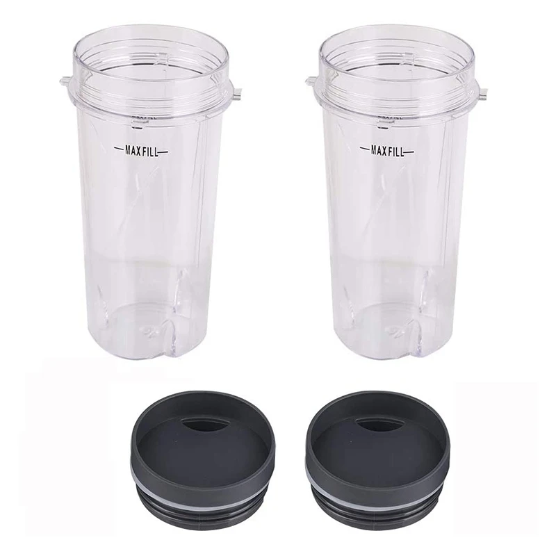 Single Cups With Lid , Replacement Parts Compatible For Nutri Ninja BL660 BL770 BL740 BL810 BL830 Professional Blender