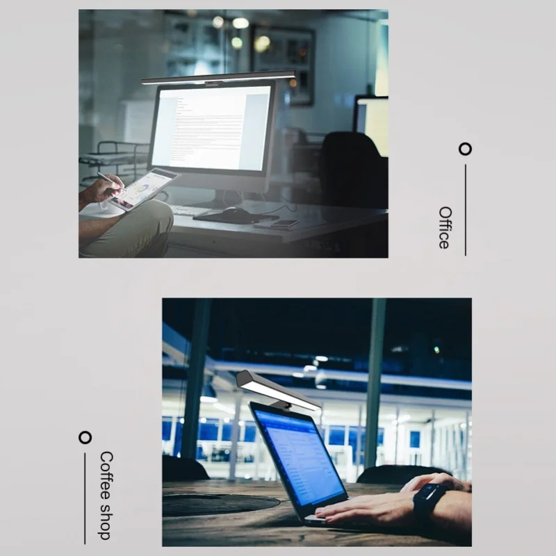 شريط إضاءة للشاشة، 3 أوضاع إضاءة قابلة للتحويل، بدون خطوات، تحكم باللمس، شريط إضاءة لشاشة الكمبيوتر للمكتب والمنزل باللون الأبيض