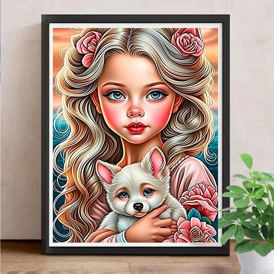 Little Girl With Doll Diamond Embroidery New Arrival 5d DIY Diamond Painting Cross Stitch Kits Cartoon Fairy For Christmas Gift