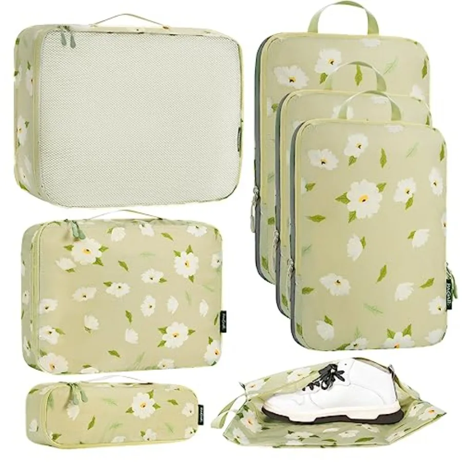 

Ультралегкие компрессионные кубики для путешествий, набор из 7 предметов - 3 упаковочные кубика, 3 органайзера и 1 сумка для обуви, черные, из легкого и прочного полиэстера.