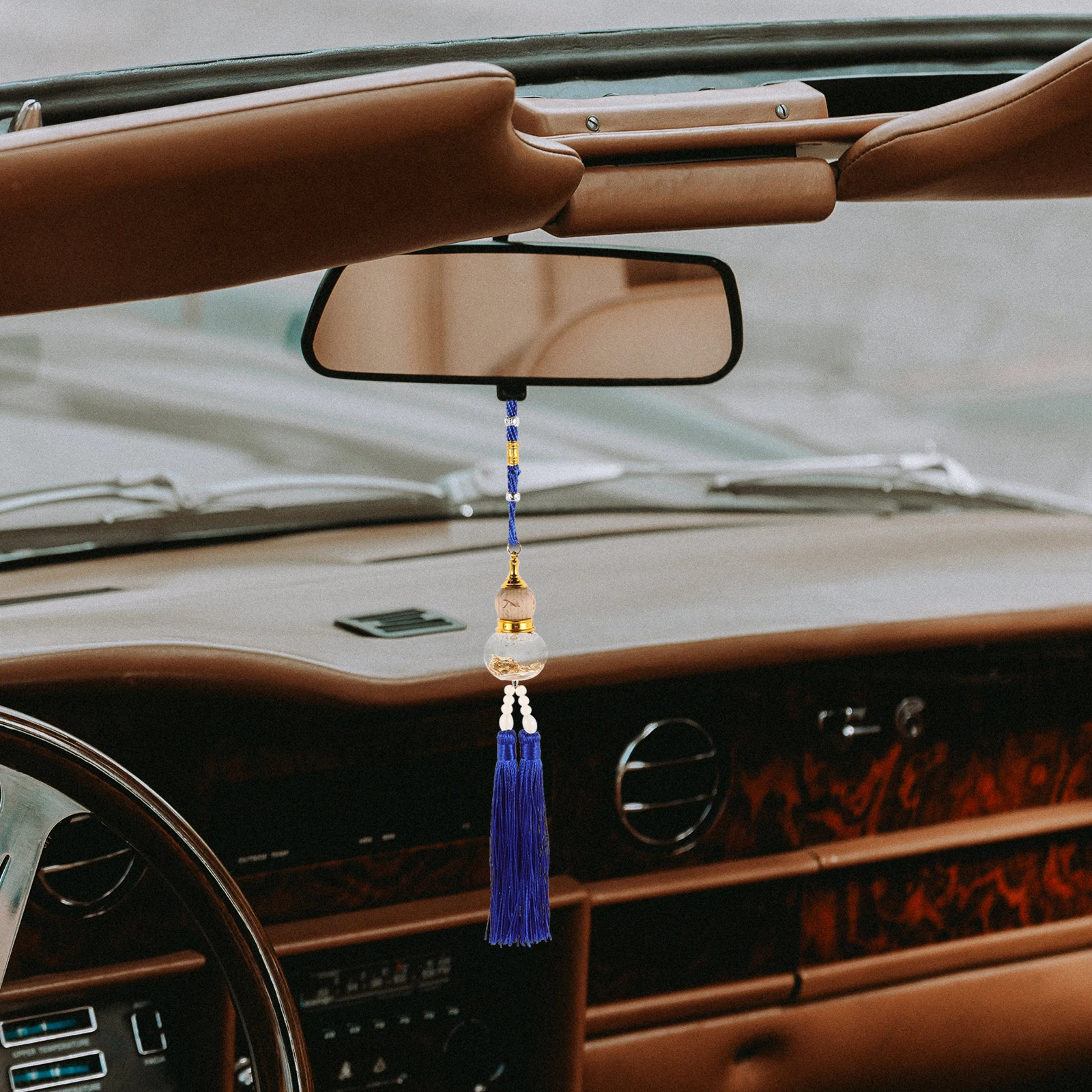 

Stylish Double Tassel Gourd Hanging Car Interior Decoration Feng Shui Rearview Mirror Ornament Craft