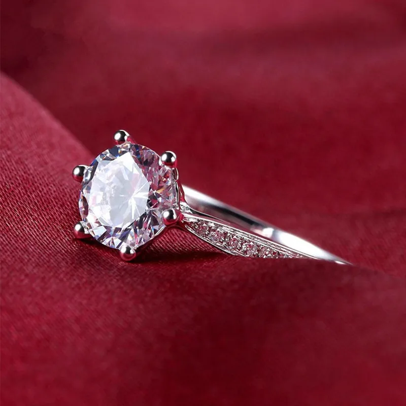 1 Ct Round Cut CZ Solitaire Engagement Wedding Ring for Women Girl Size 4-9