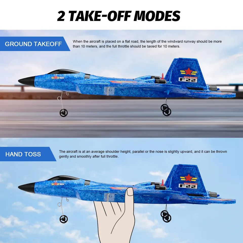 Planeur télécommandé BM16 F-22 Raptor 4CH RC avec mousse EPP