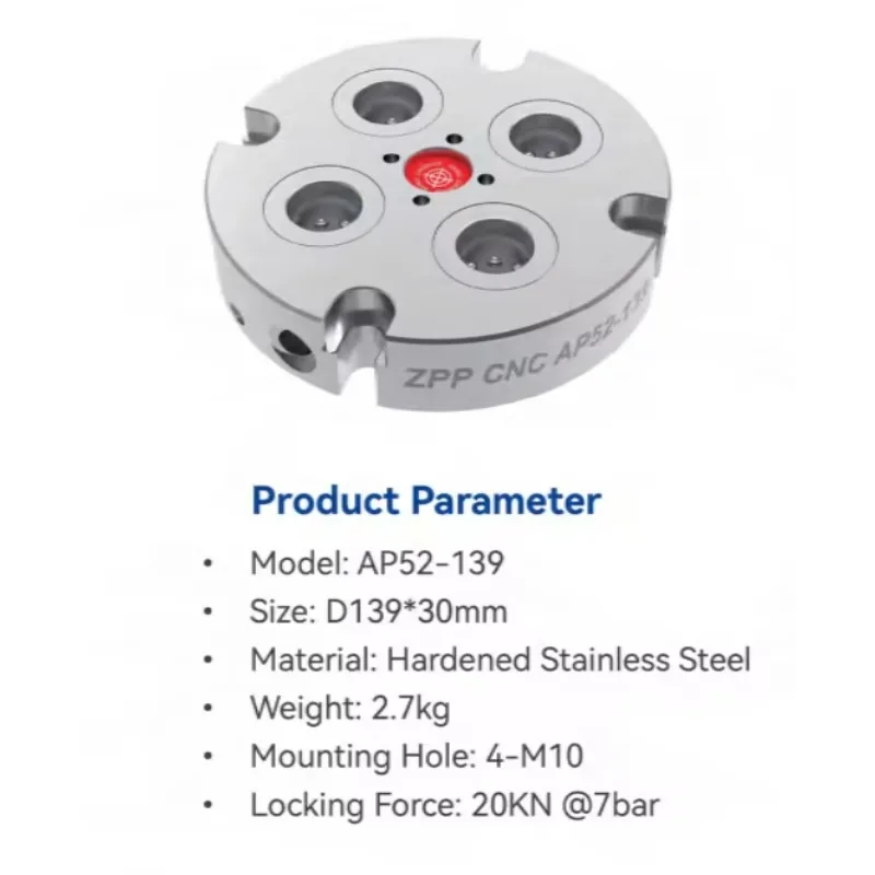 High Precision Pneumatic Zero Point Clamping AP52-139 Self-Centering Vise