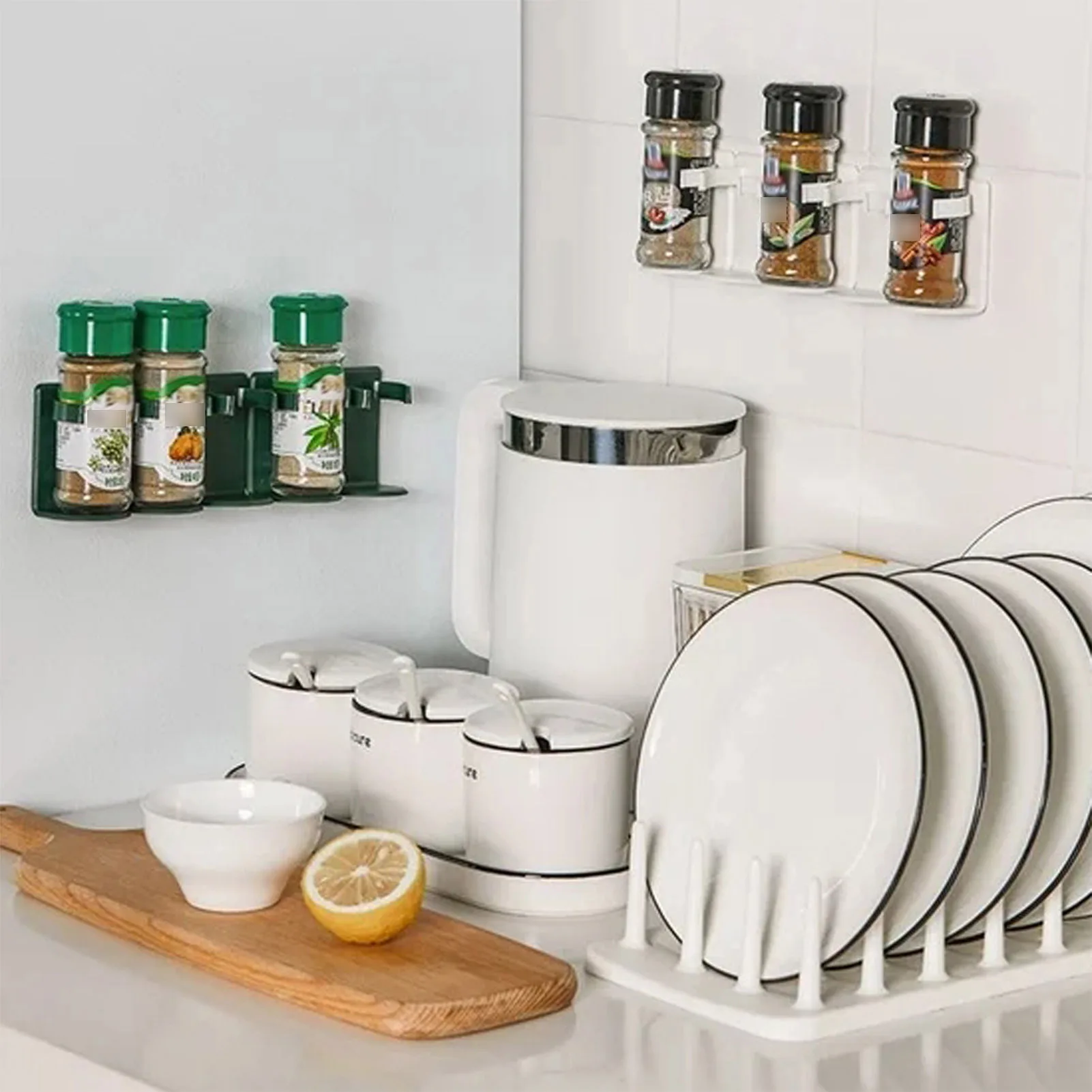 Montagem na parede Rack de armazenamento de cosméticos Spice Jar Rack Terno para cozinha Suporte do produto de tempero Suprimentos para