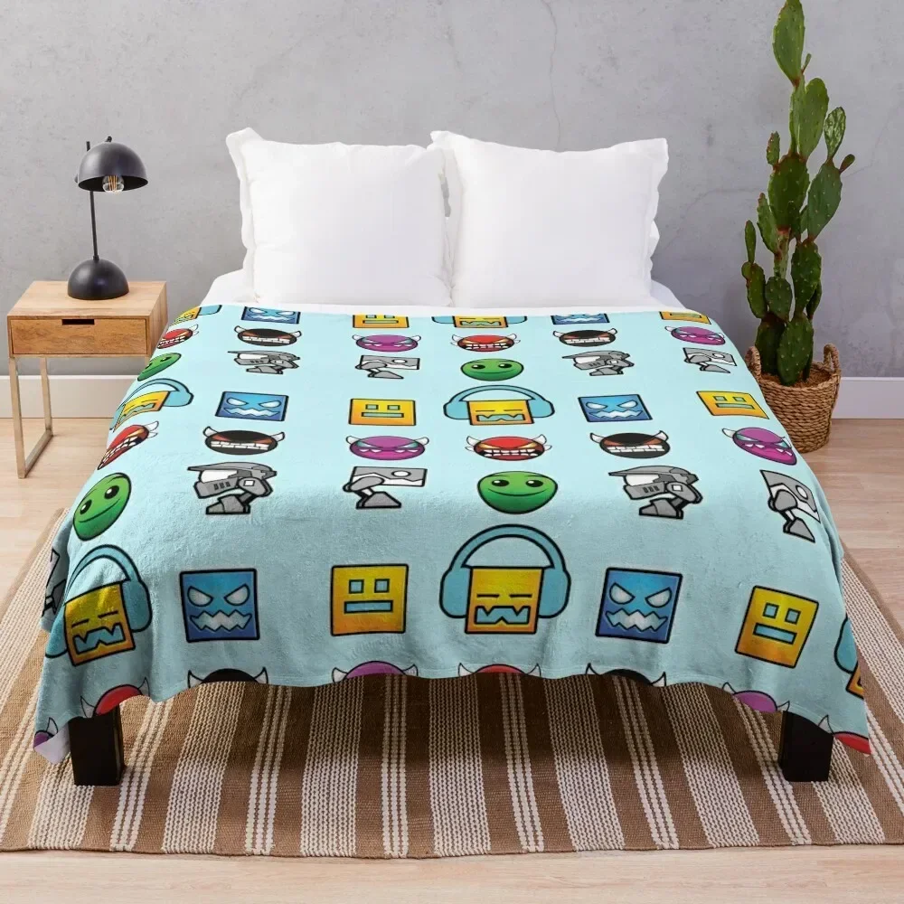 geometry dash unblocked level Throw Blanket Weighted Fashion Sofas Soft Plush Plaid Bed Blankets