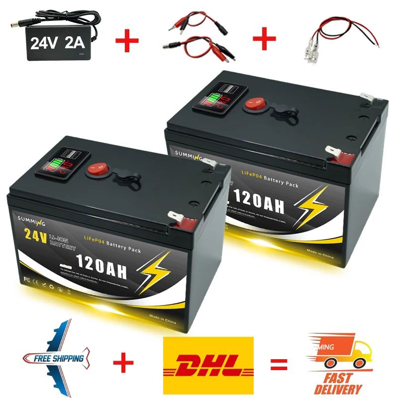 

Lithium 24V 120Ah LiFePO4 Deep 4000+ Cycles Battery Rechargeable Battery for Lighting,Power Wheels ,Solar/Wind Power,Small UPS
