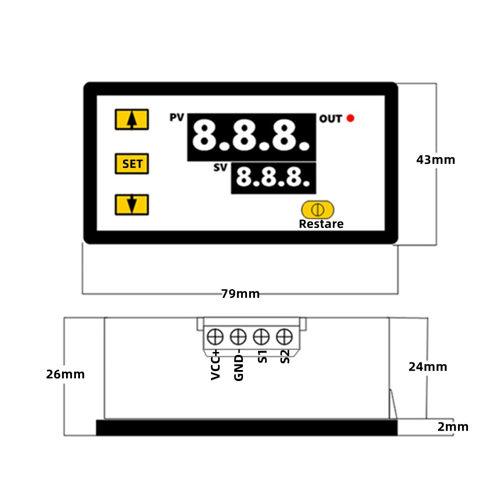 Línea de sonda de AC110-220V, termostato de pantalla LED con Control Digital de temperatura, instrumento de Control de calor/refrigeración, DC