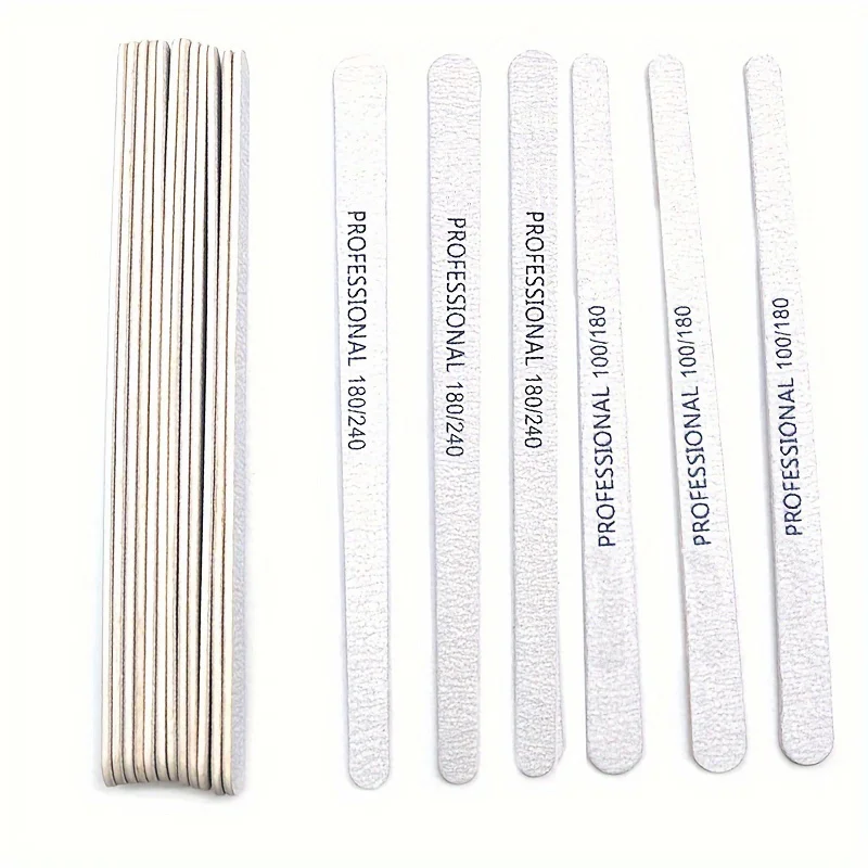 Grey Sandpaper Nail Files 100/180/240 Buffs For Manicure Pedicure Tools Material Srong Thick Nails File Kit